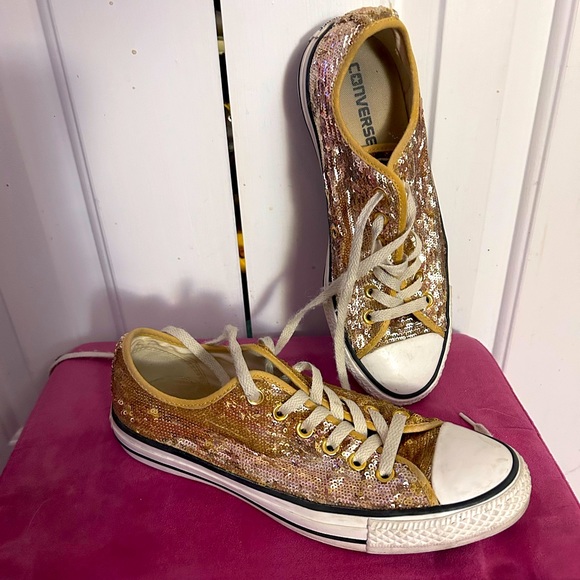 Converse Shoes - LNWOT Gold sequin All Star Converse tennis shoes